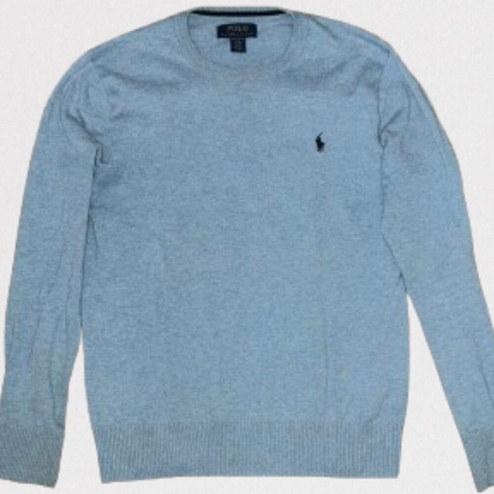 Polo Ralph Lauren Boys' Crewneck Sweater, Blue, Like New, 100% Cotton, Size L/G